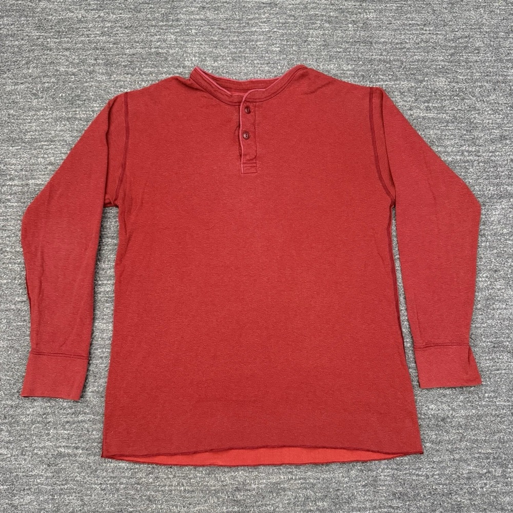 LL Bean Shirt Men XL Red Henley Wool Blend Casual Outdoor River Driver Hike Camp